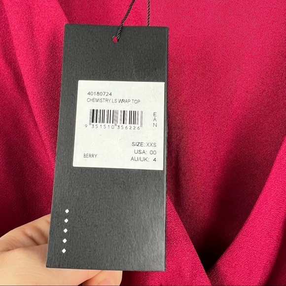 THE FIFTH LABEL Chemistry Long Sleeve Wrap Top, Red, Size XXS, NWT! - Picture 7 of 11